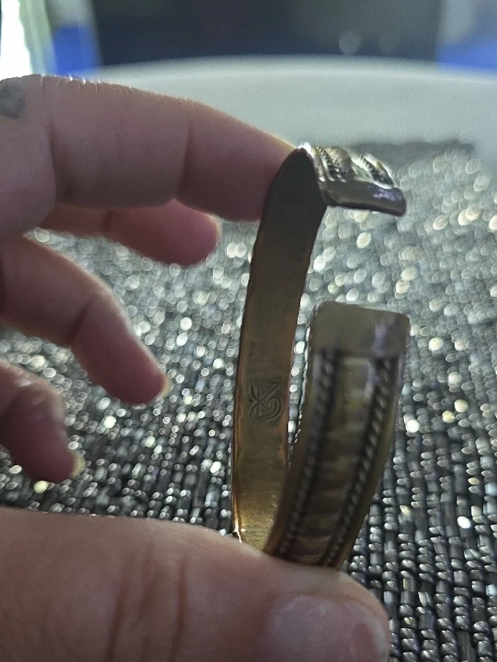 Vintage Gold-Tone Men's Braided Edge Cuff